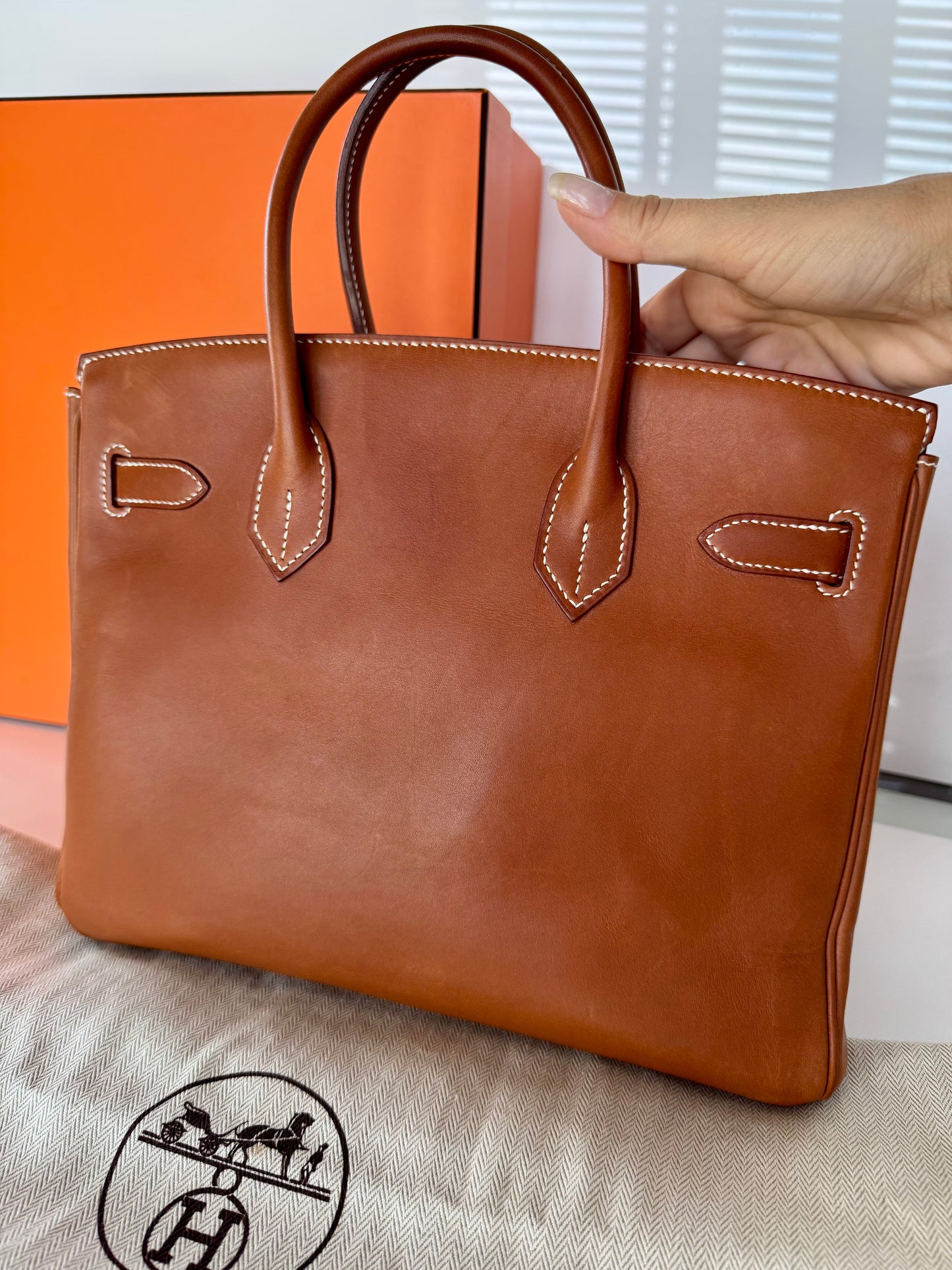 Birkin 30 Smooth Barenia Fauve Palladium Hardware