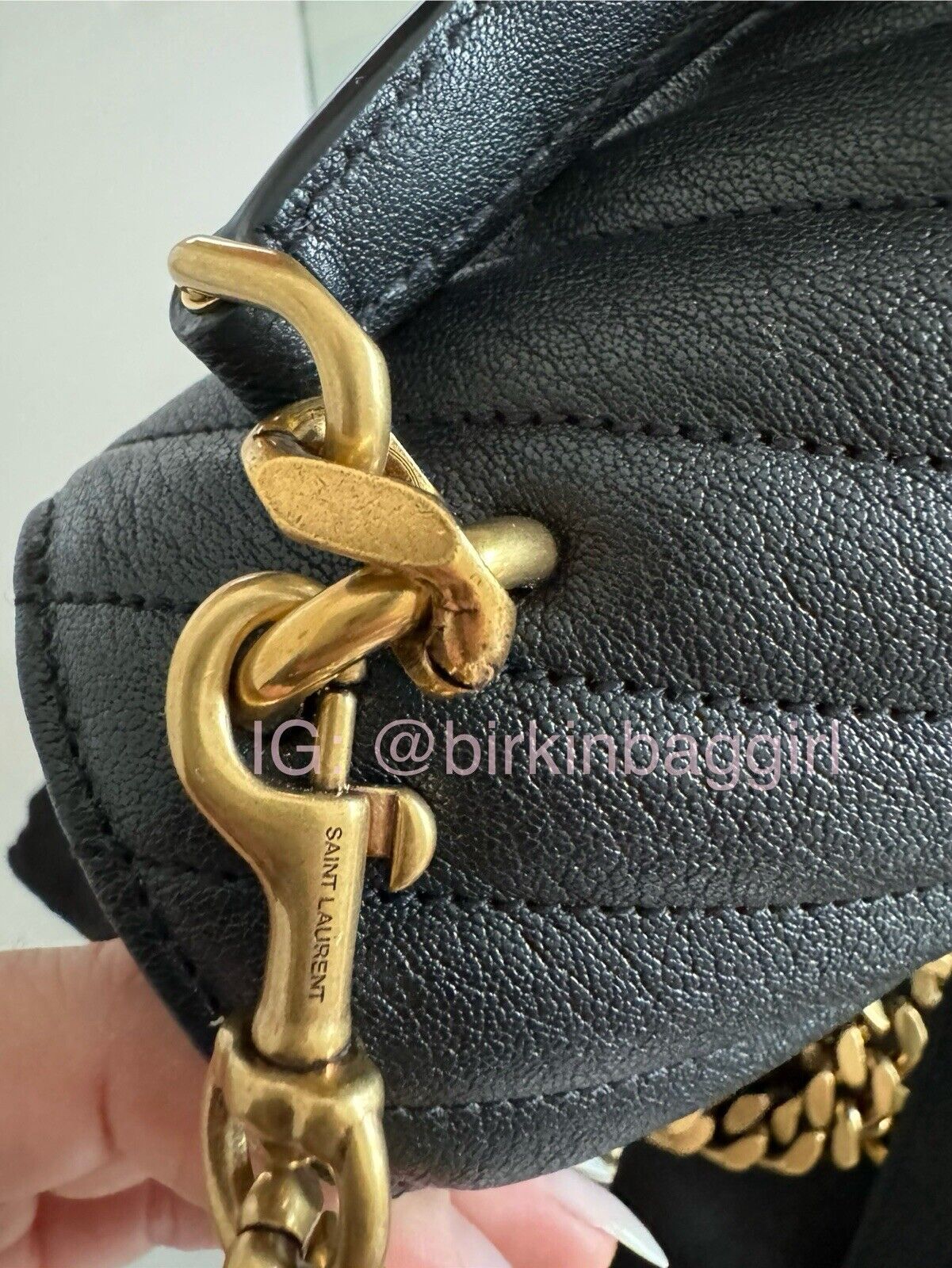Saint Laurent Medium College Handbag Black Leather Bronze/Gold Hardware