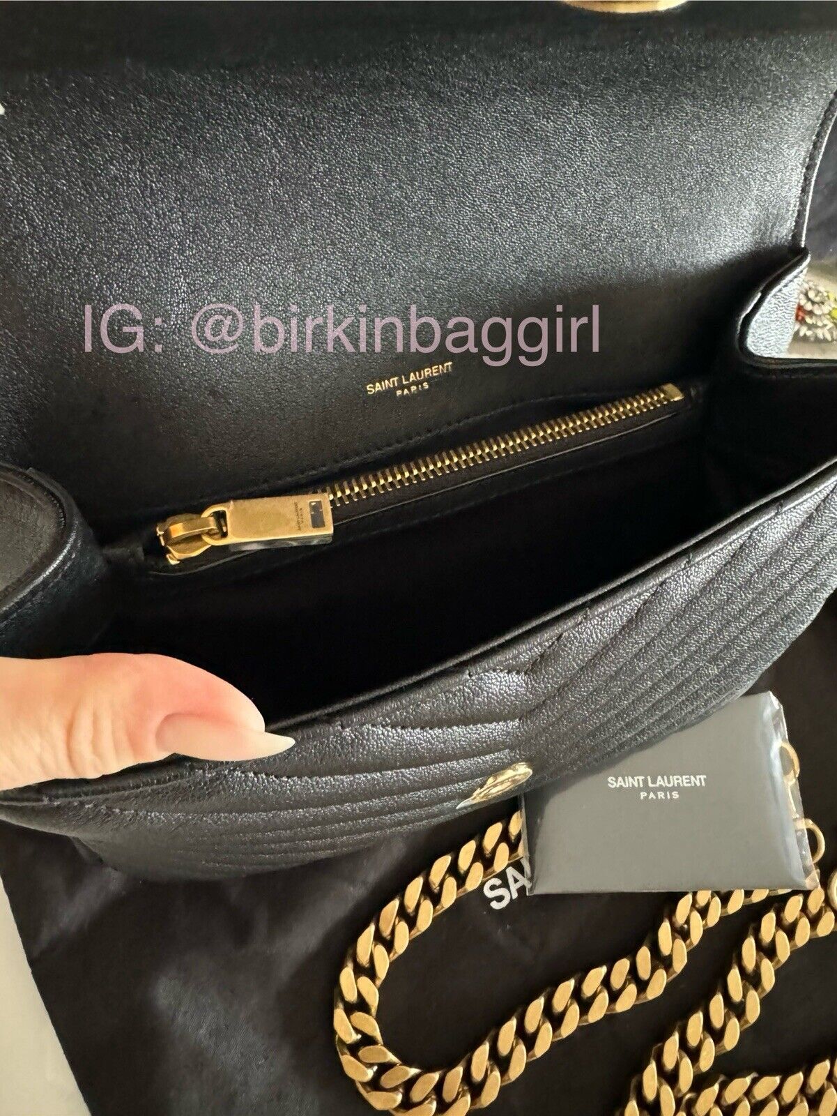 Saint Laurent Medium College Handbag Black Leather Bronze/Gold Hardware