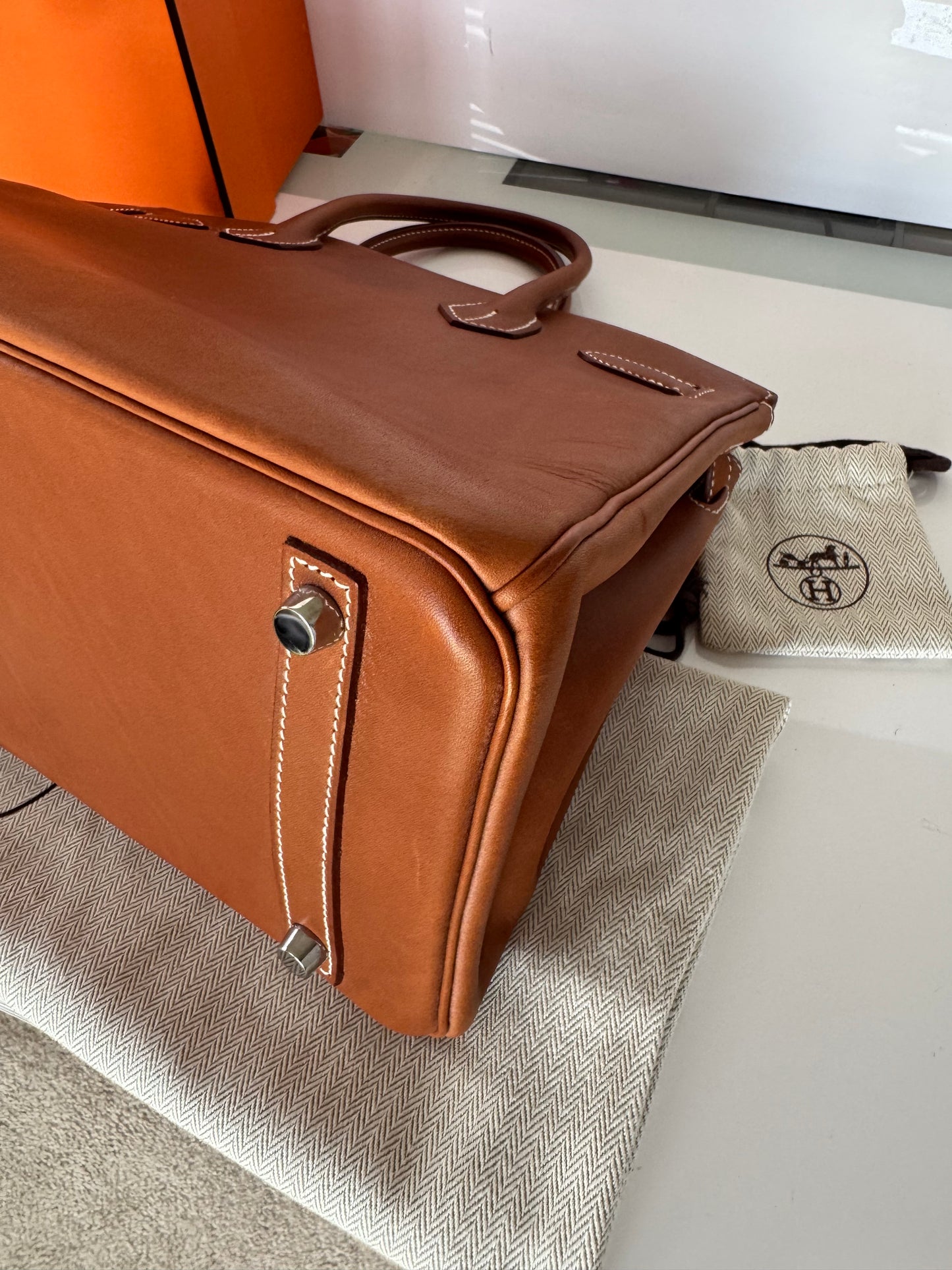Birkin 30 Smooth Barenia Fauve Palladium Hardware