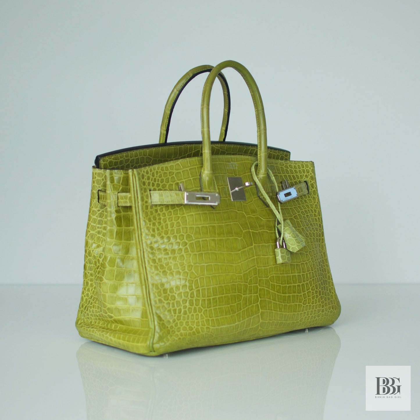 Hermès Birkin 35 Porosus Crocodile Granny PHW