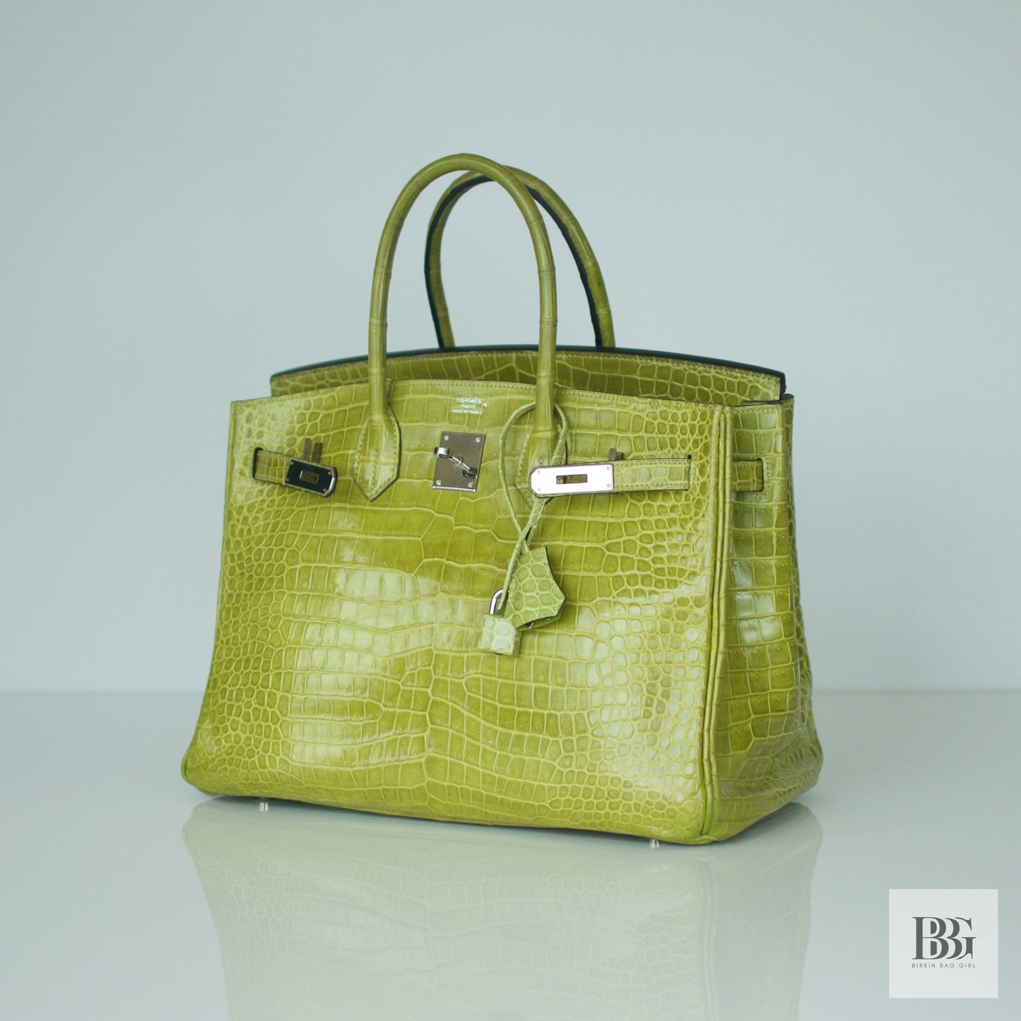 Hermès Birkin 35 Porosus Crocodile Granny PHW