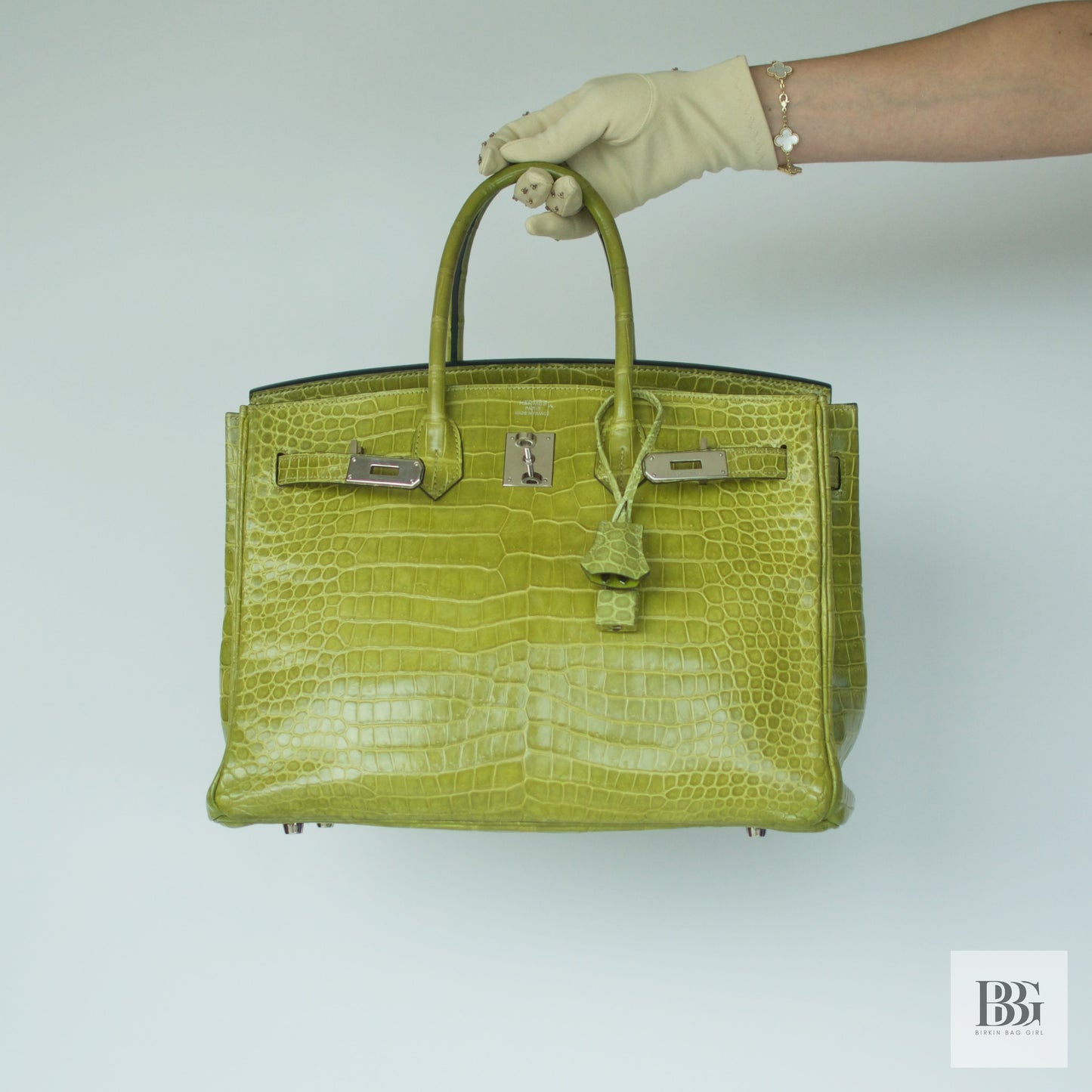 Hermès Birkin 35 Porosus Crocodile Granny PHW