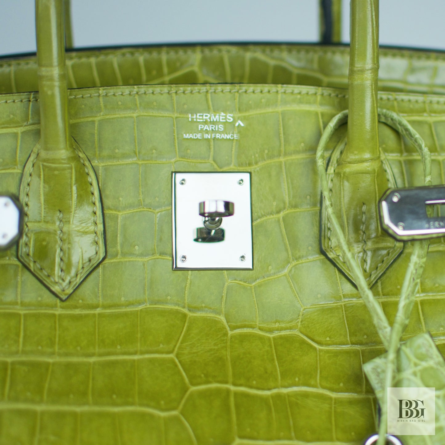 Hermès Birkin 35 Porosus Crocodile Granny PHW