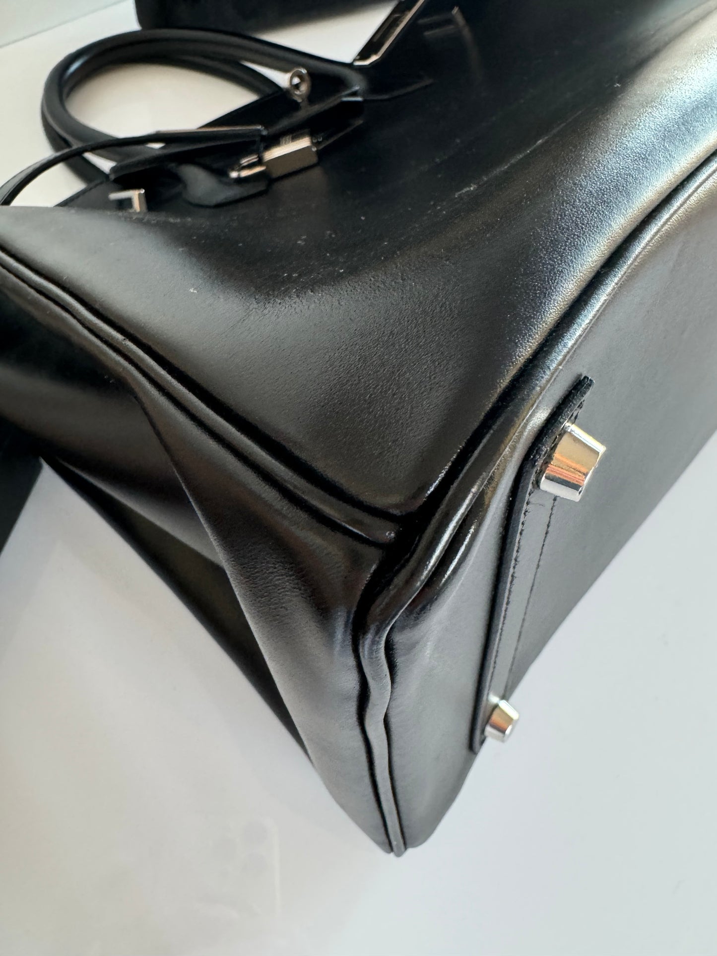 Hermes Birkin 35 Black Box Calf Palladium/Silver Hardware - Excellent Condition