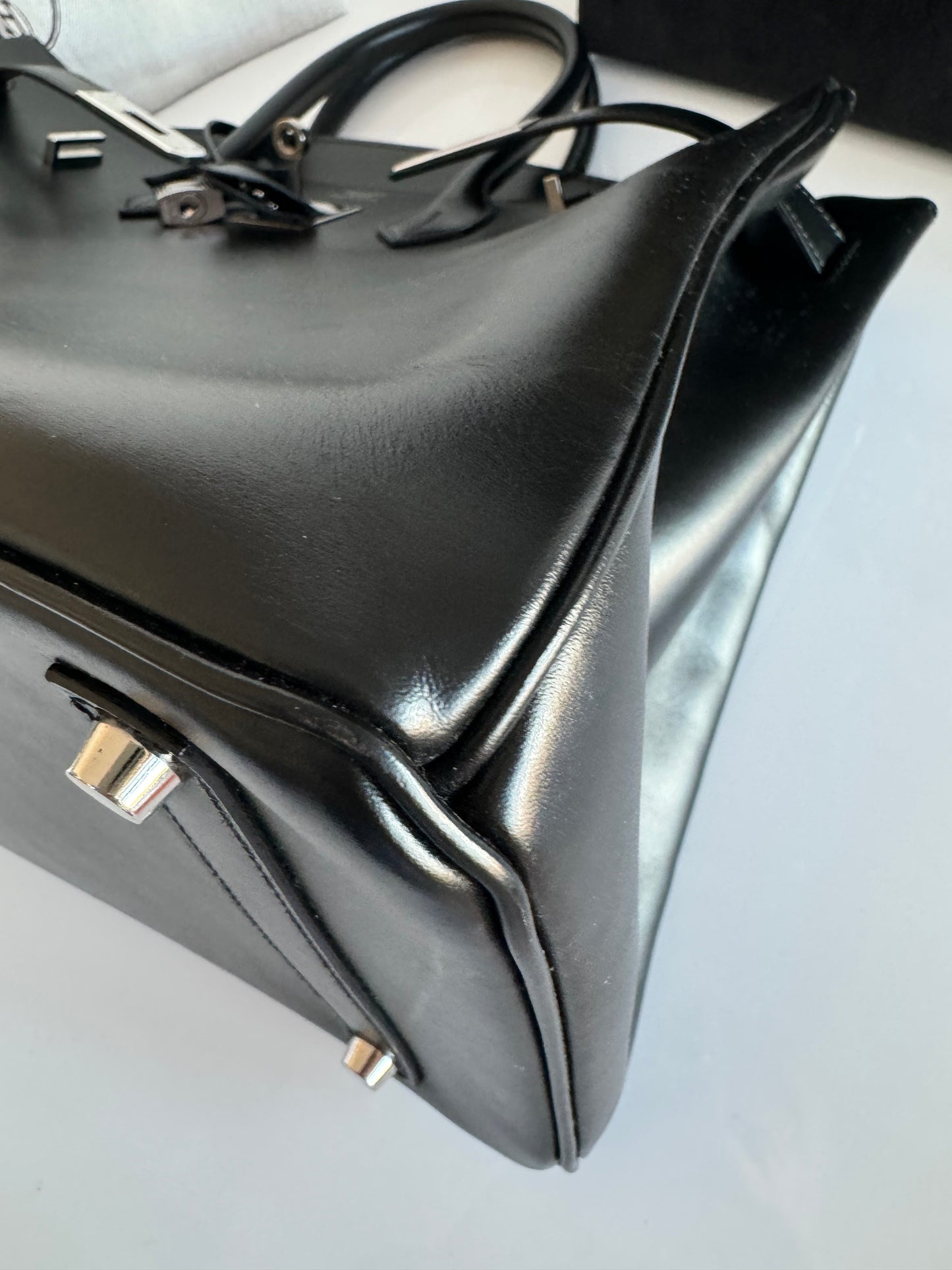 Hermes Birkin 35 Black Box Calf Palladium/Silver Hardware - Excellent Condition