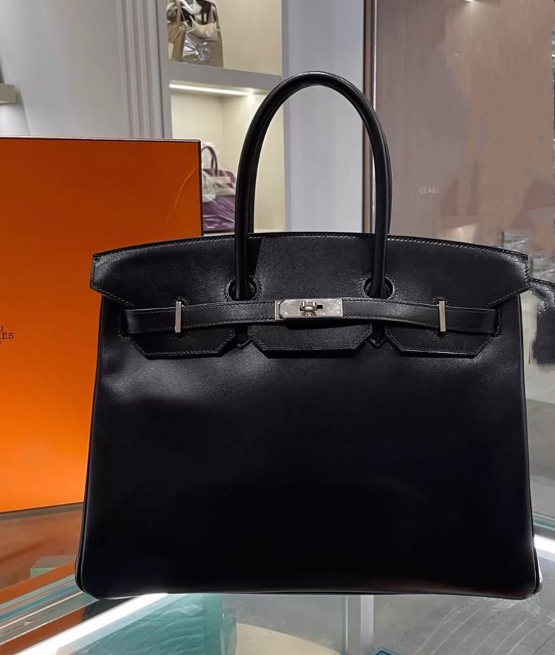 Hermès Birkin 35 Black Box Calf Palladium/Silver Hardware
