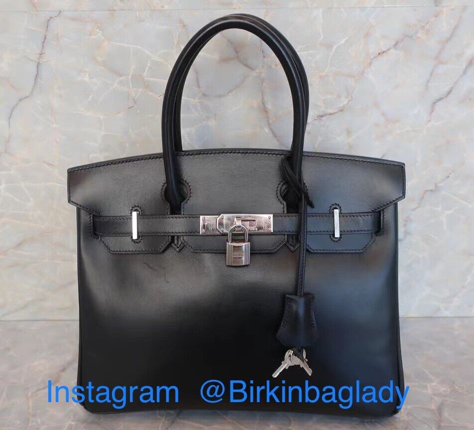 RARE Hermès Birkin 30 Black Box Leather w Palladium Hardware