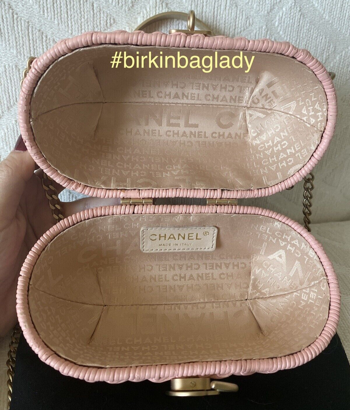 Rare Chanel Heart Logo Basket Wicker 2way Bag Pink