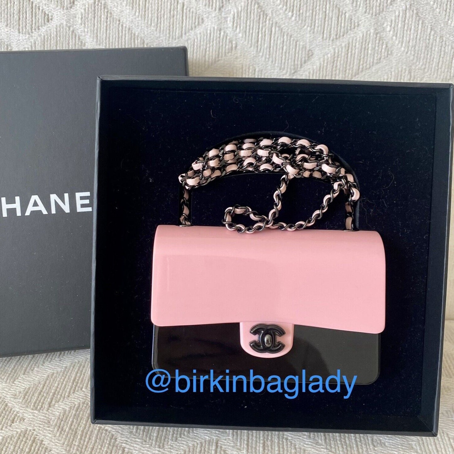 Chanel Coco Fame Bag Pink/Black Lucite/Plastic Minaudiére Clutch