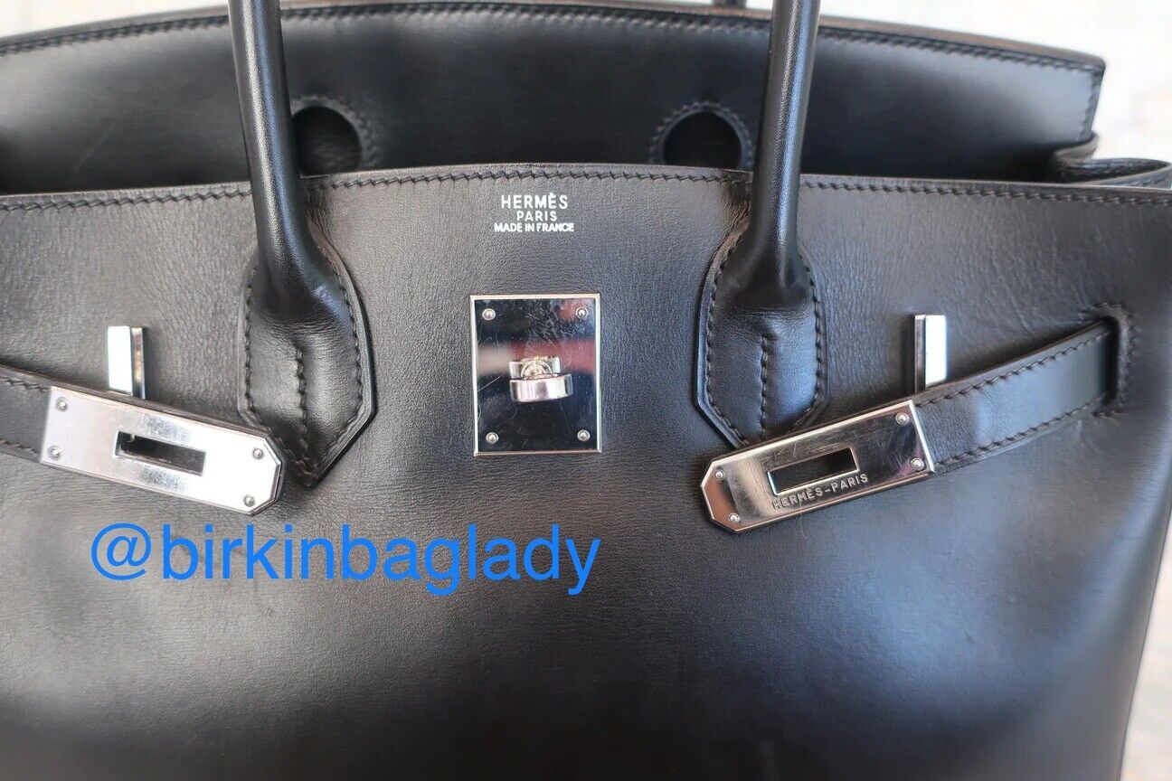 RARE Hermès Birkin 30 Black Box Leather w Palladium Hardware