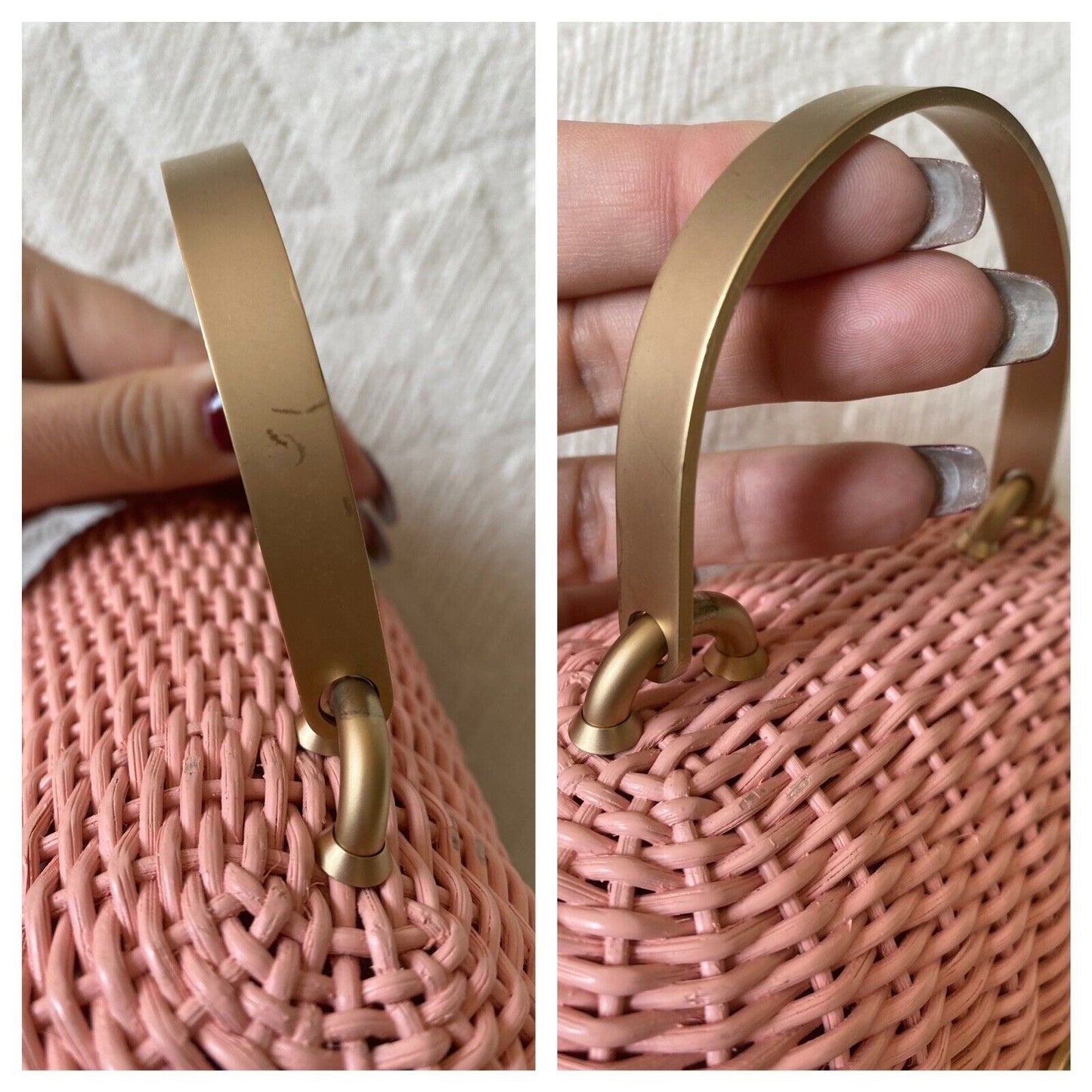 Rare Chanel Heart Logo Basket Wicker 2way Bag Pink