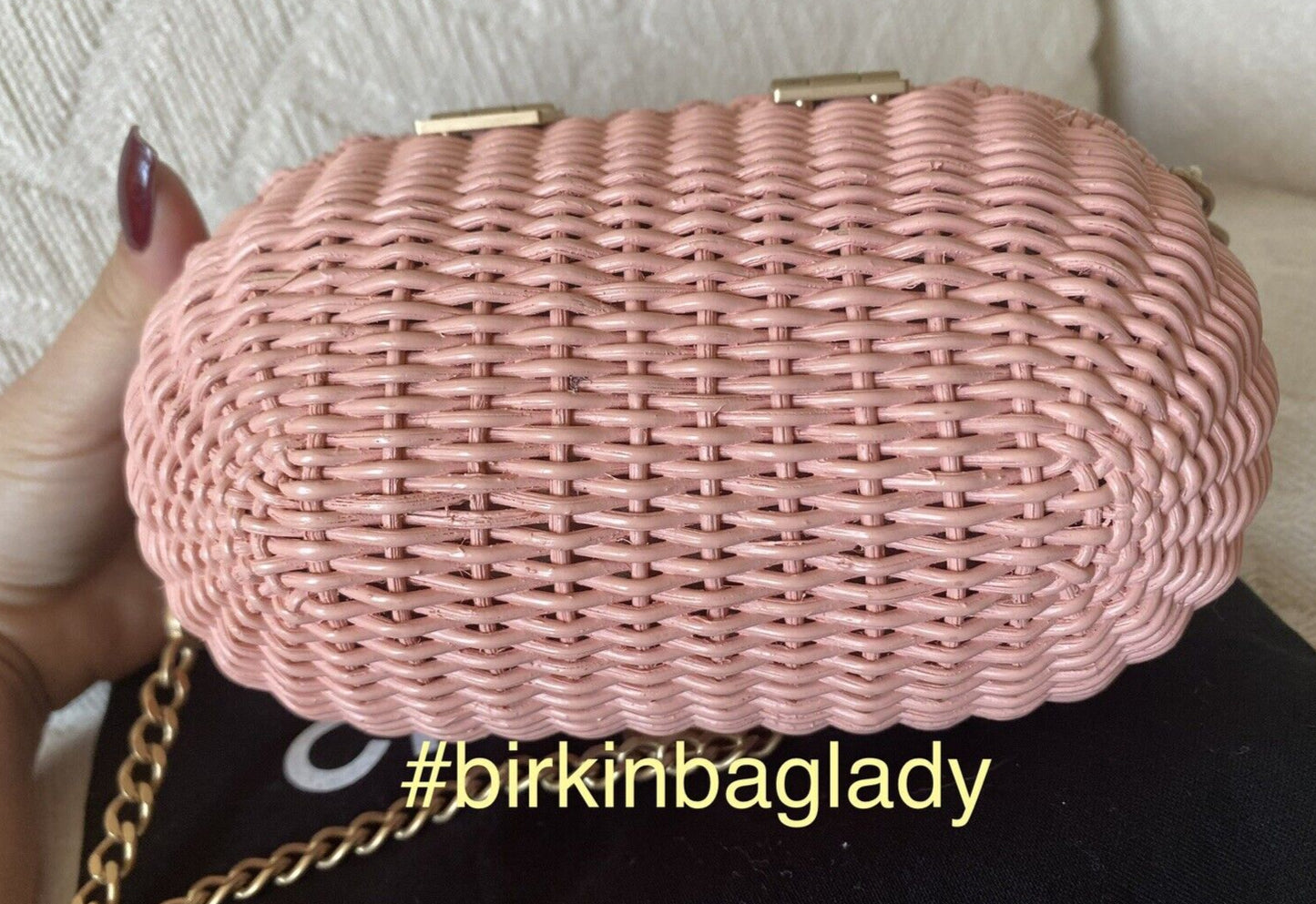 Rare Chanel Heart Logo Basket Wicker 2way Bag Pink