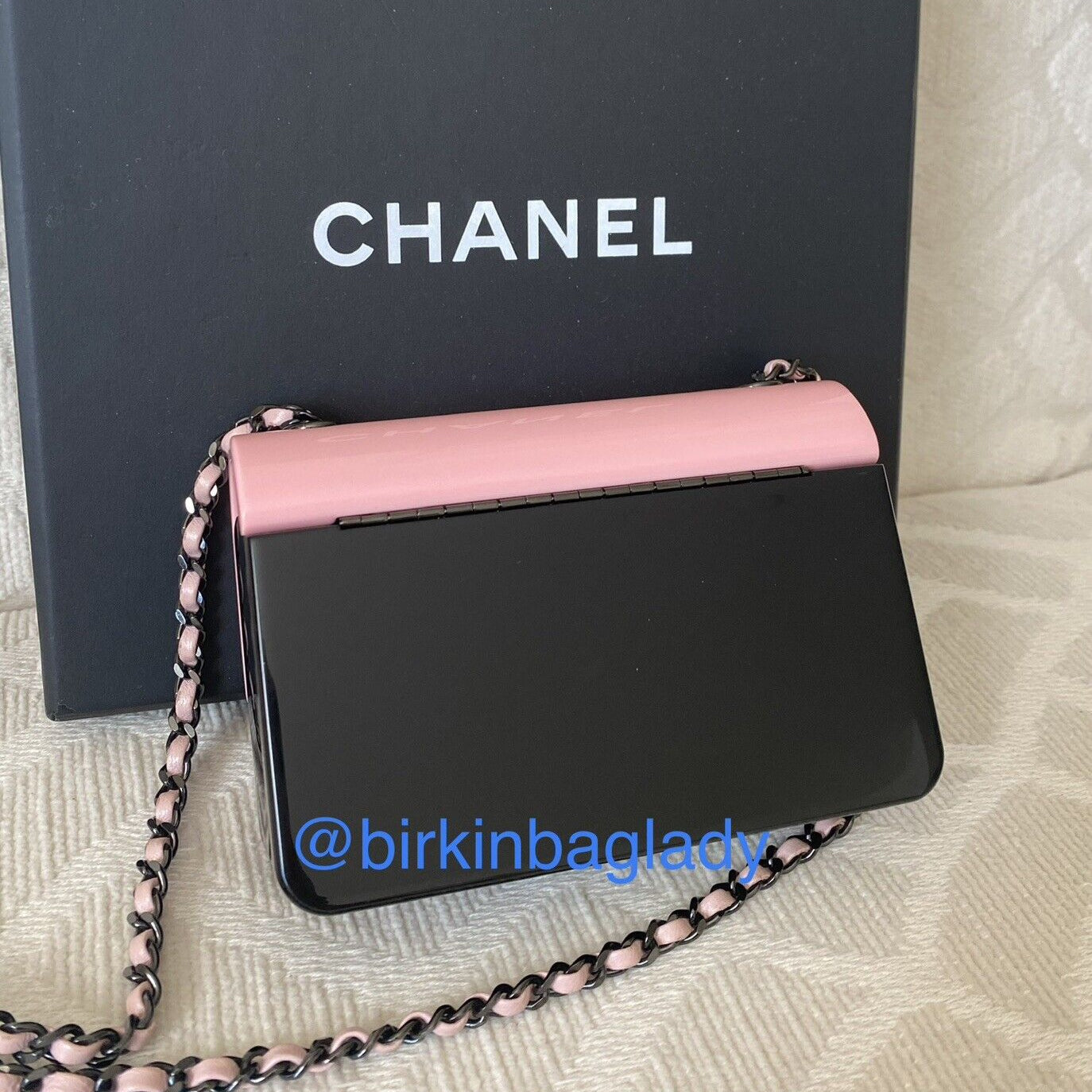 Chanel Coco Fame Bag Pink/Black Lucite/Plastic Minaudiére Clutch