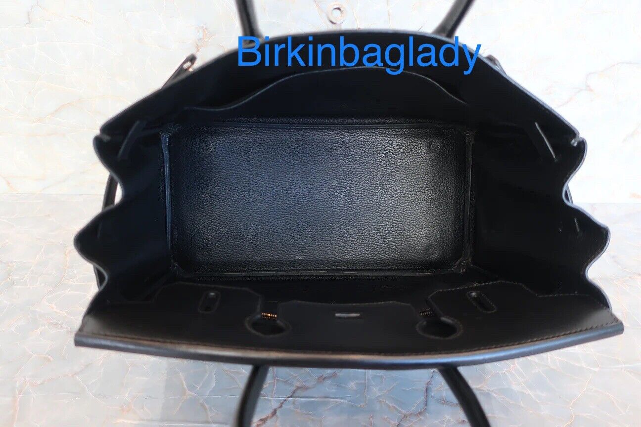 RARE Hermès Birkin 30 Black Box Leather w Palladium Hardware