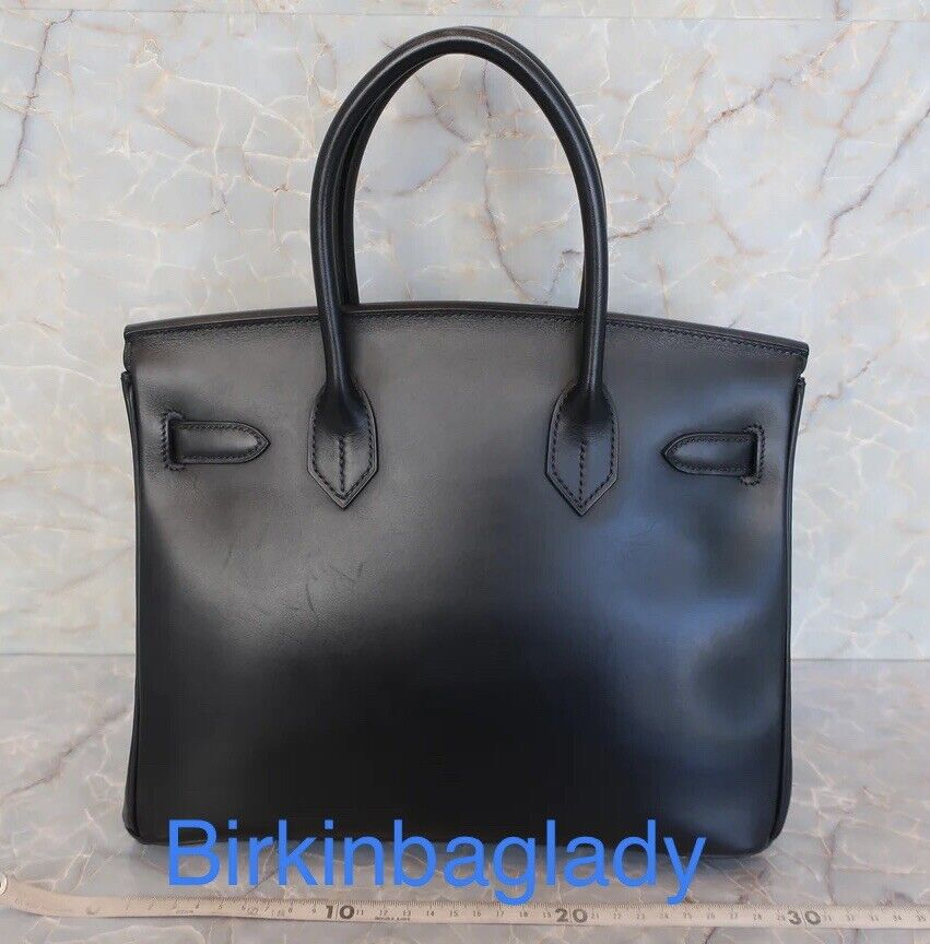 RARE Hermès Birkin 30 Black Box Leather w Palladium Hardware