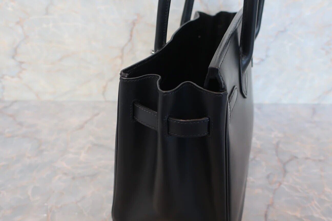 RARE Hermès Birkin 30 Black Box Leather w Palladium Hardware