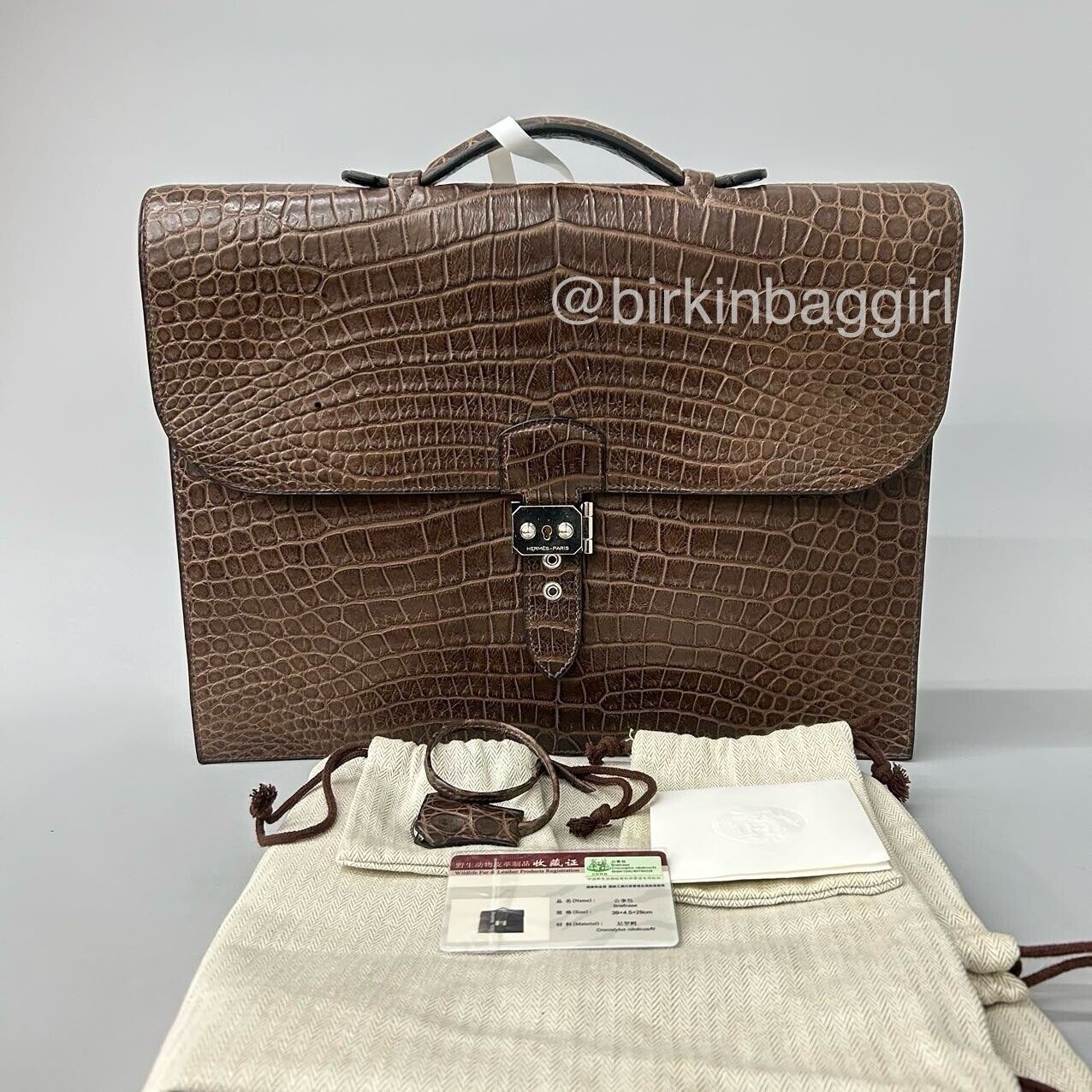 Hermès Sac A Depeche Porosus Crocodile Briefcase 38cm