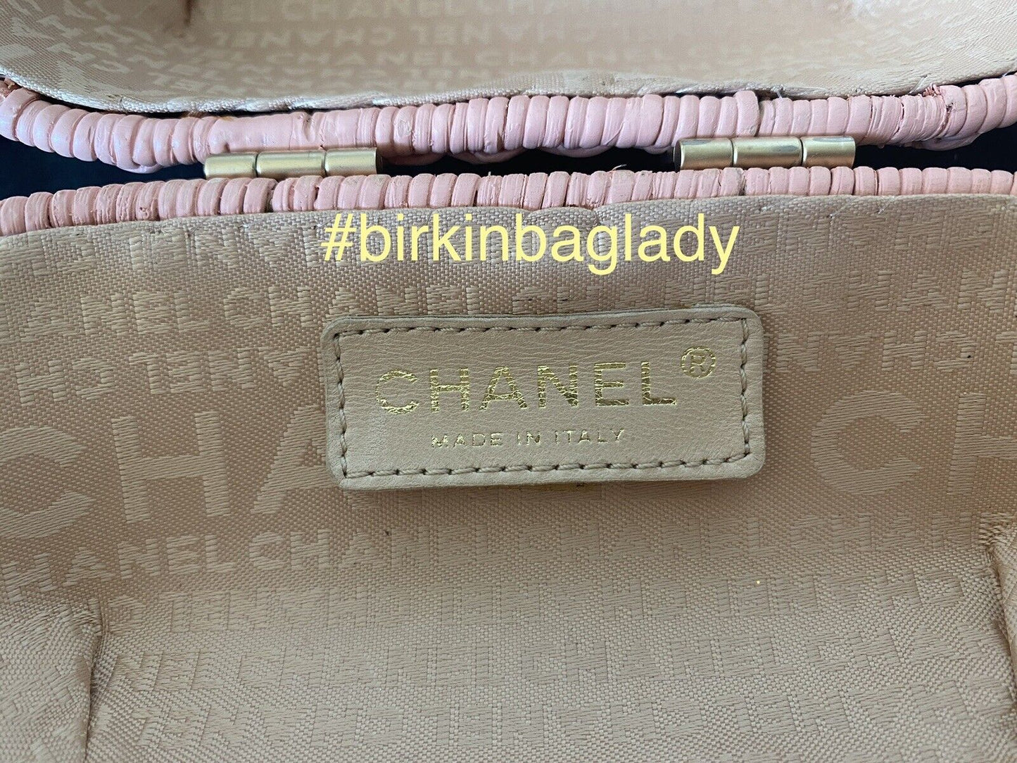 Rare Chanel Heart Logo Basket Wicker 2way Bag Pink