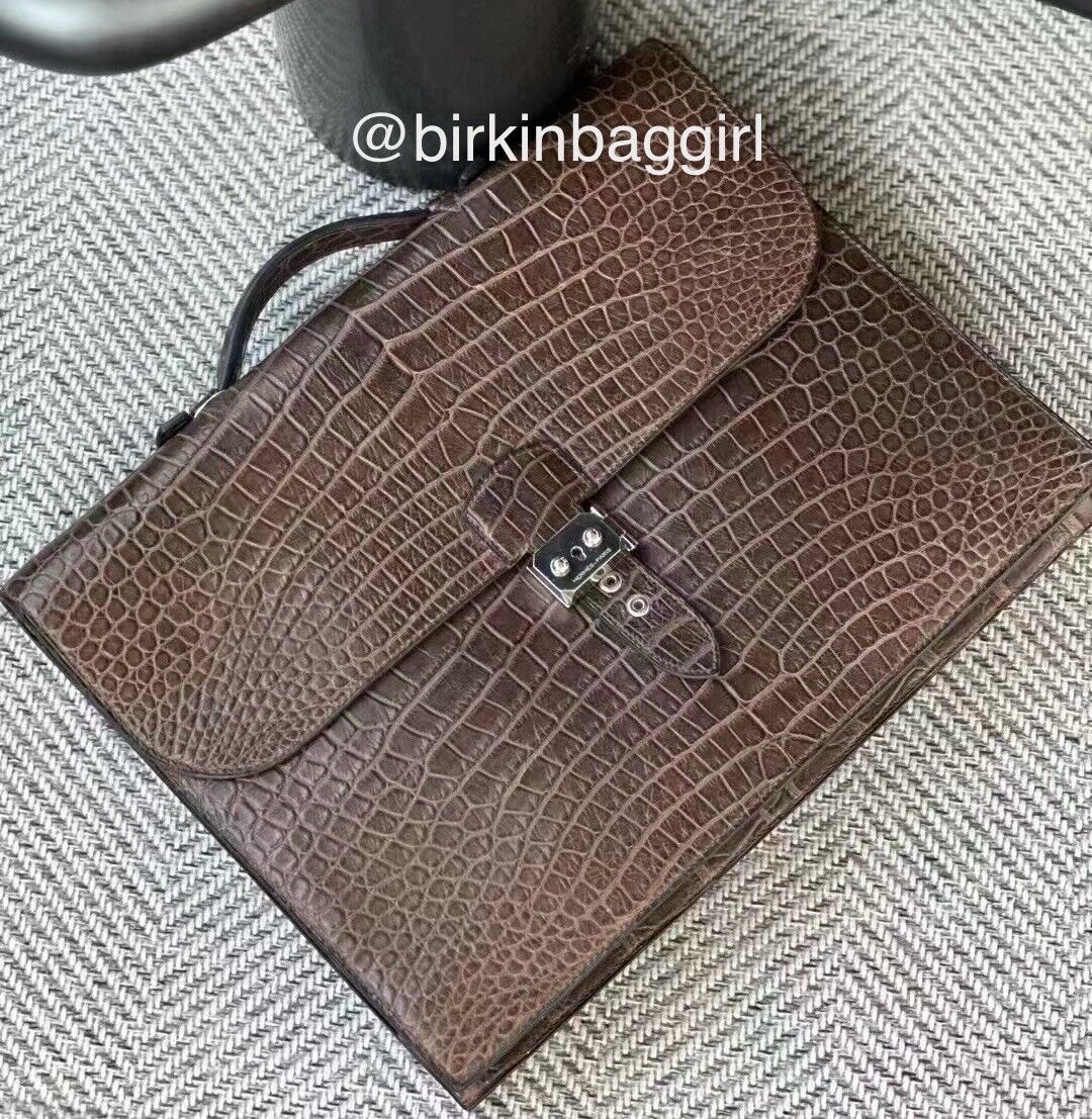 Hermès Sac A Depeche Porosus Crocodile Briefcase 38cm