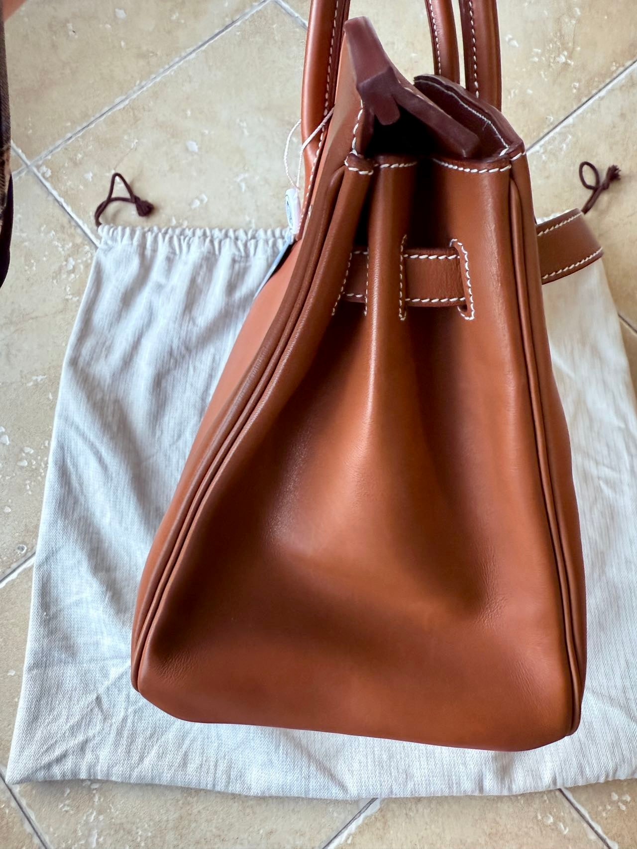 Birkin 35 Smooth Fauve Barenia Palladium Hardware