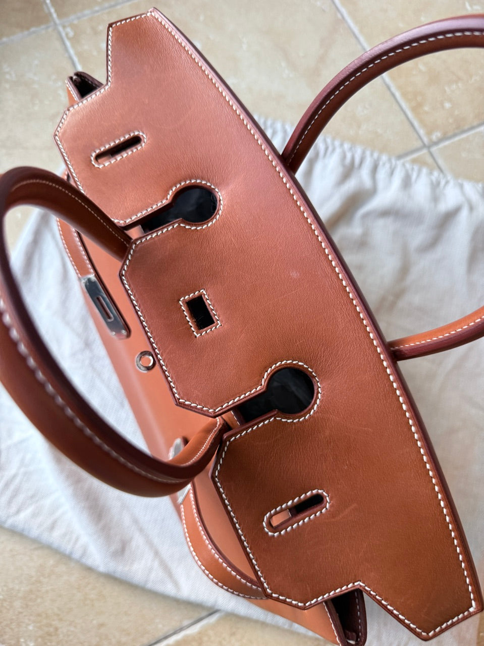 Birkin 35 Smooth Fauve Barenia Palladium Hardware