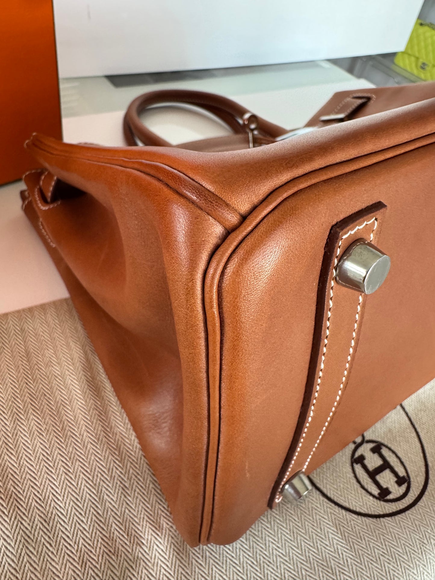 Birkin 30 Smooth Barenia Fauve Palladium Hardware