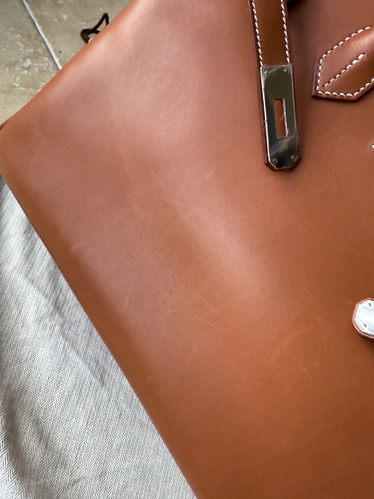 Birkin 35 Smooth Fauve Barenia Palladium Hardware