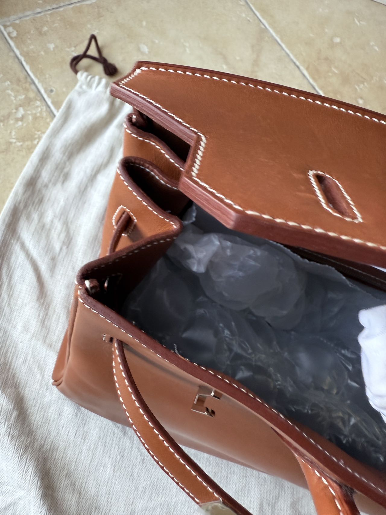 Birkin 35 Smooth Fauve Barenia Palladium Hardware