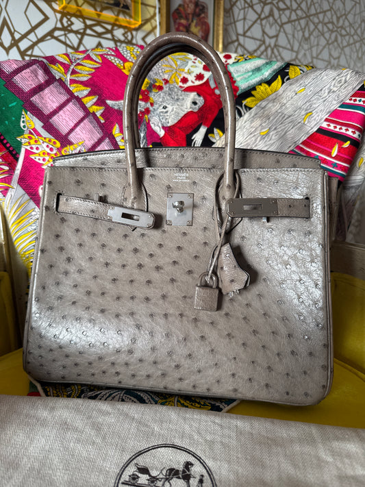 Birkin 30 Mousse Ostrich w/Palladium Hardware