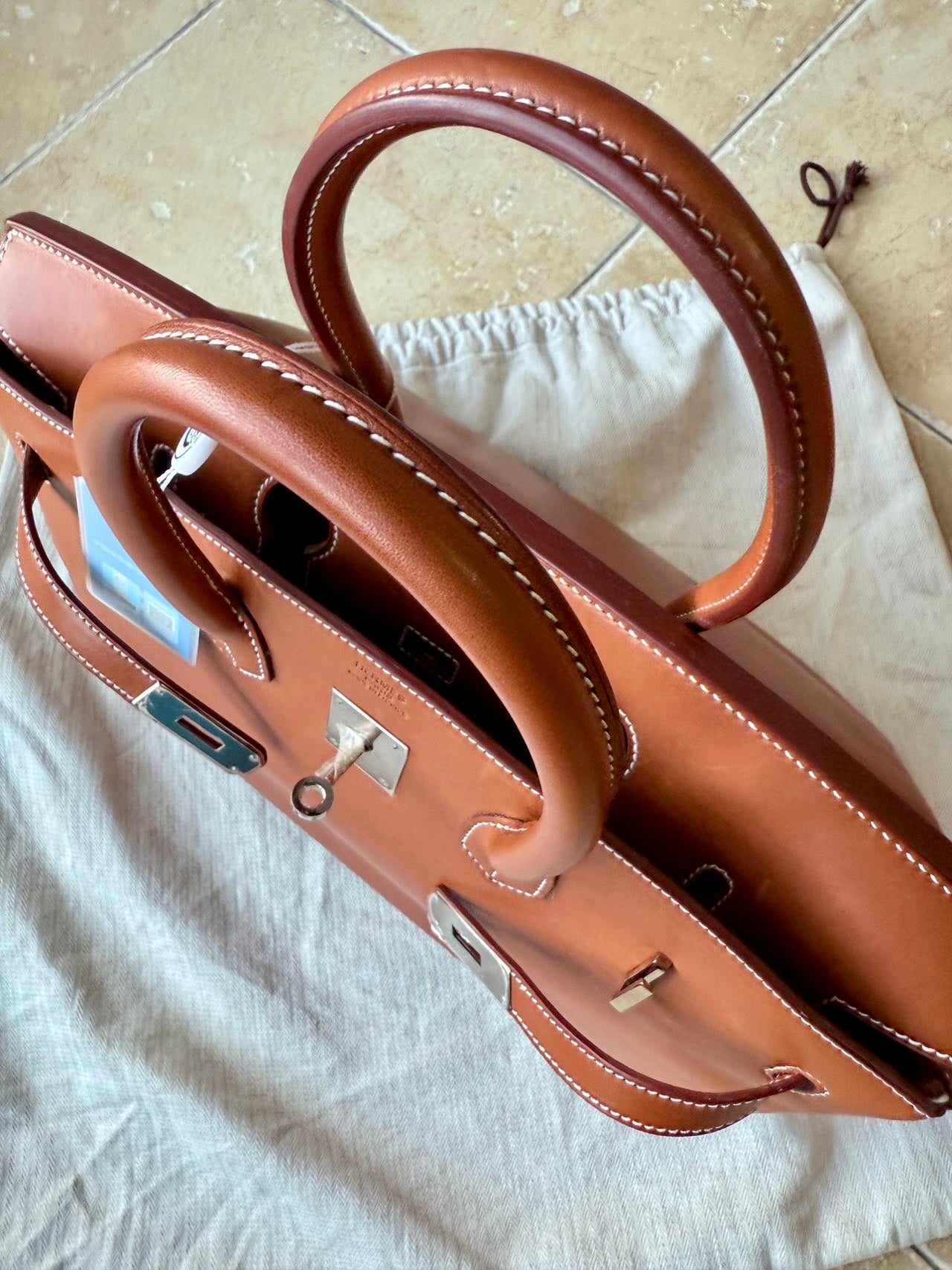 Birkin 35 Smooth Fauve Barenia Palladium Hardware