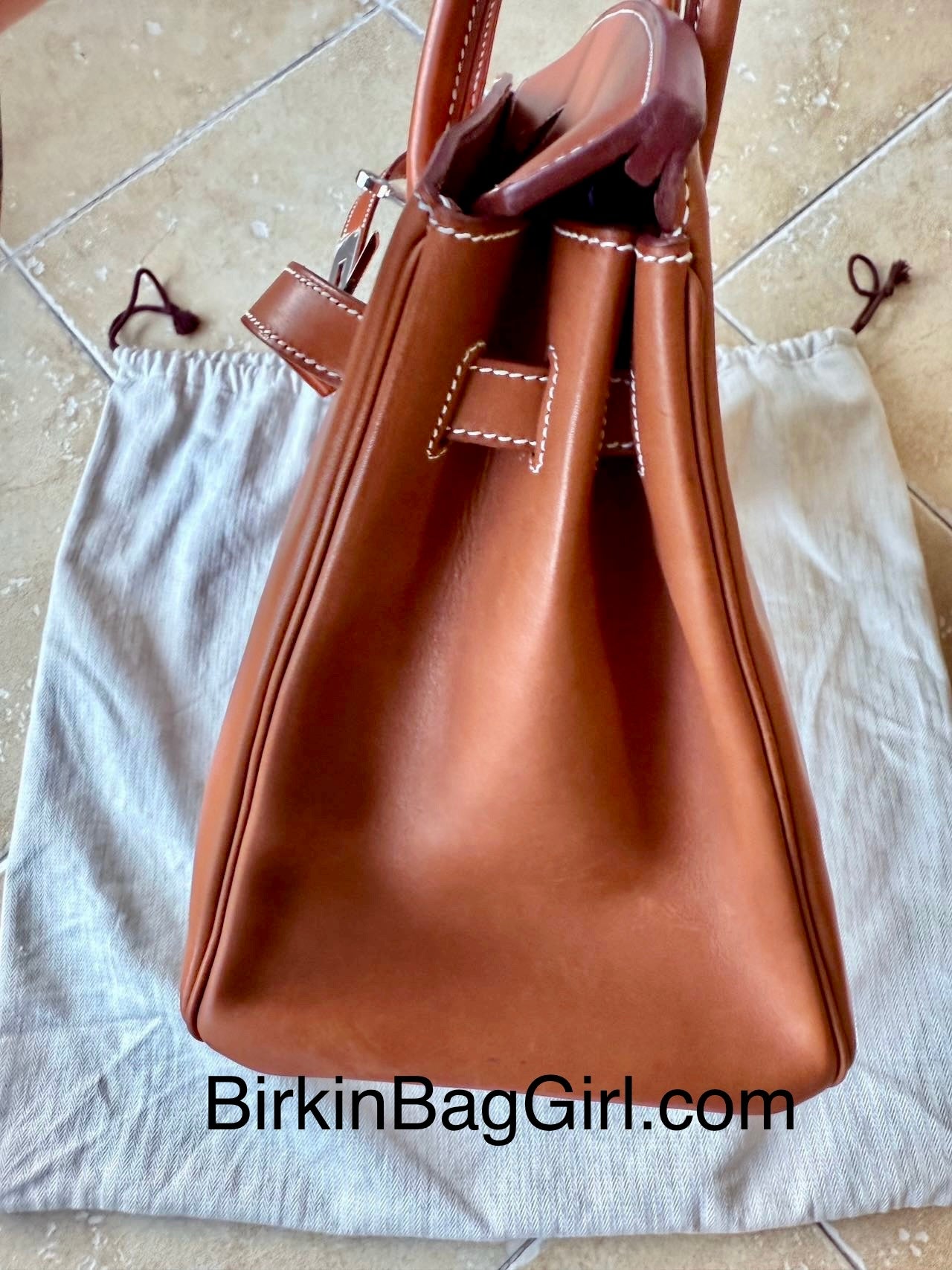 Birkin 35 Smooth Fauve Barenia Palladium Hardware