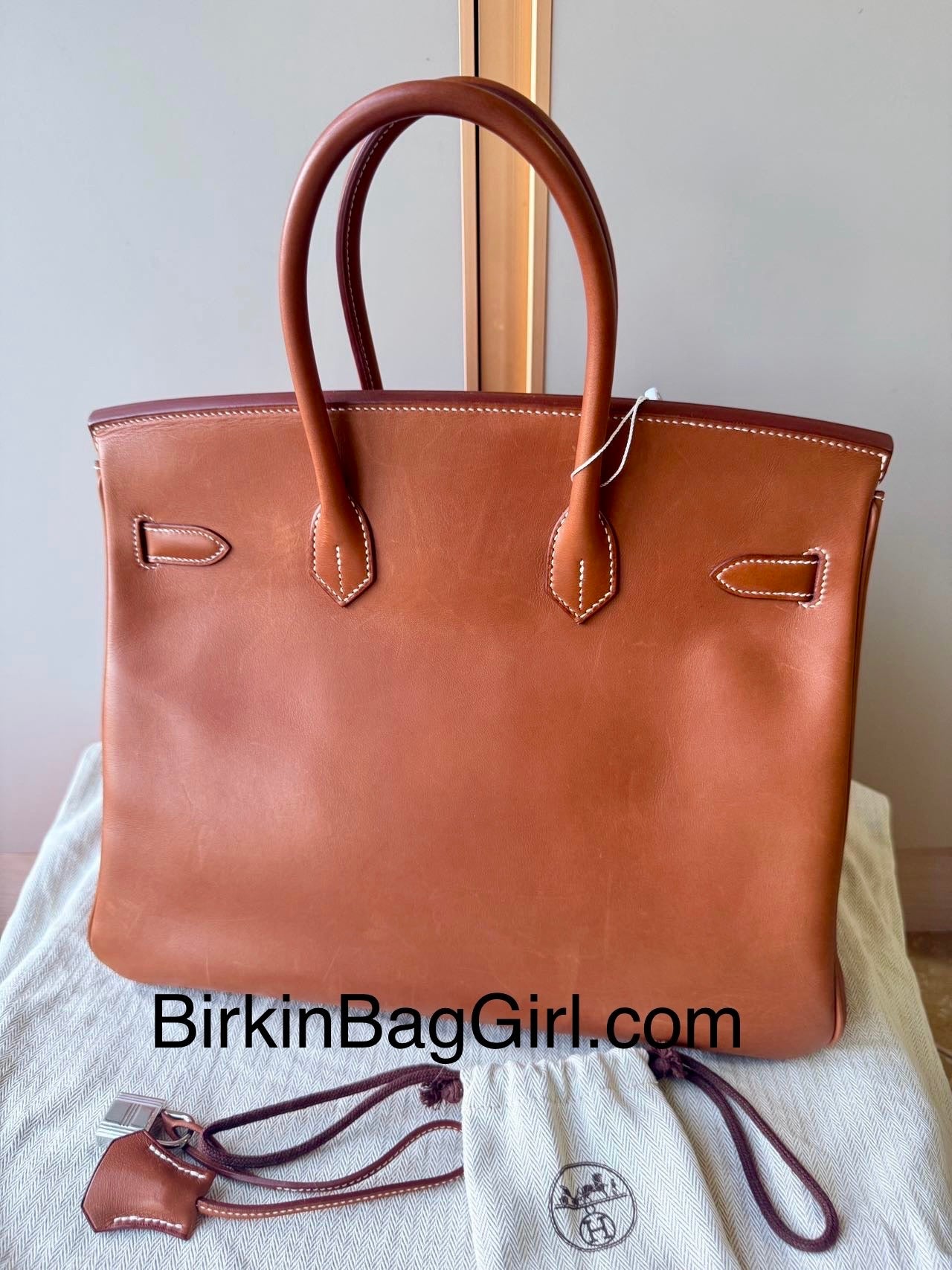 Birkin 35 Smooth Fauve Barenia Palladium Hardware
