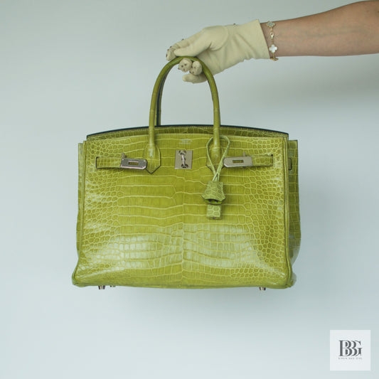 Hermès Birkin 35 Porous Crocodile Granny PHW