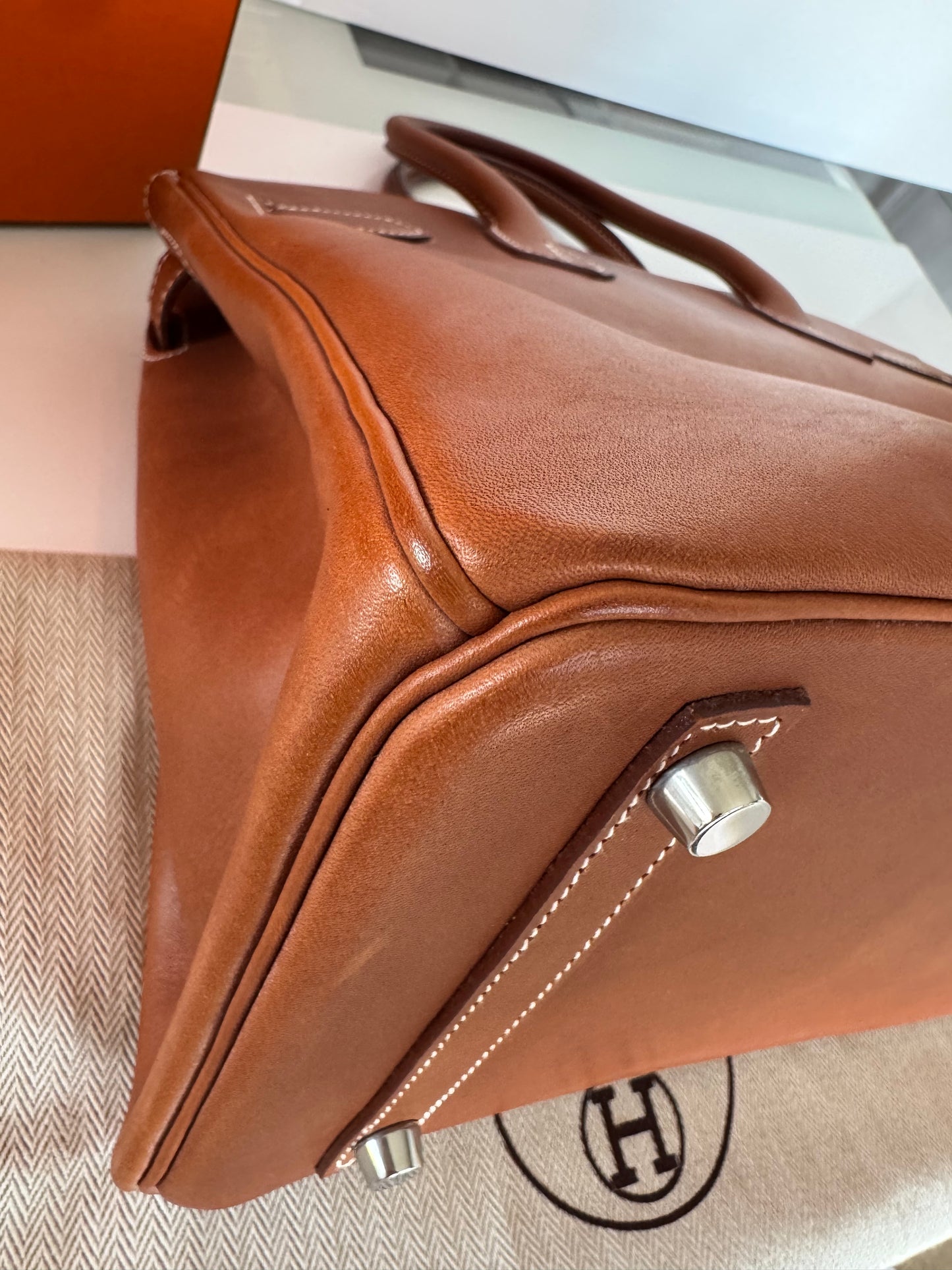 Birkin 30 Smooth Barenia Fauve Palladium Hardware