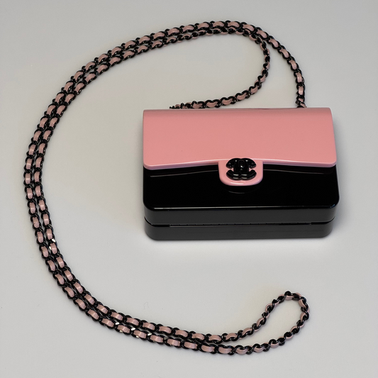 Chanel Coco Fame Bag Pink/Black Lucite/Plastic Minaudiére Clutch