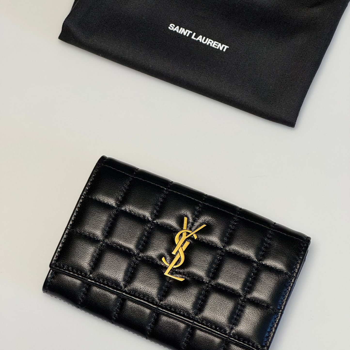 Brand New Saint Laurent Cassandre Matelassé Carré Small Envelope Wallet