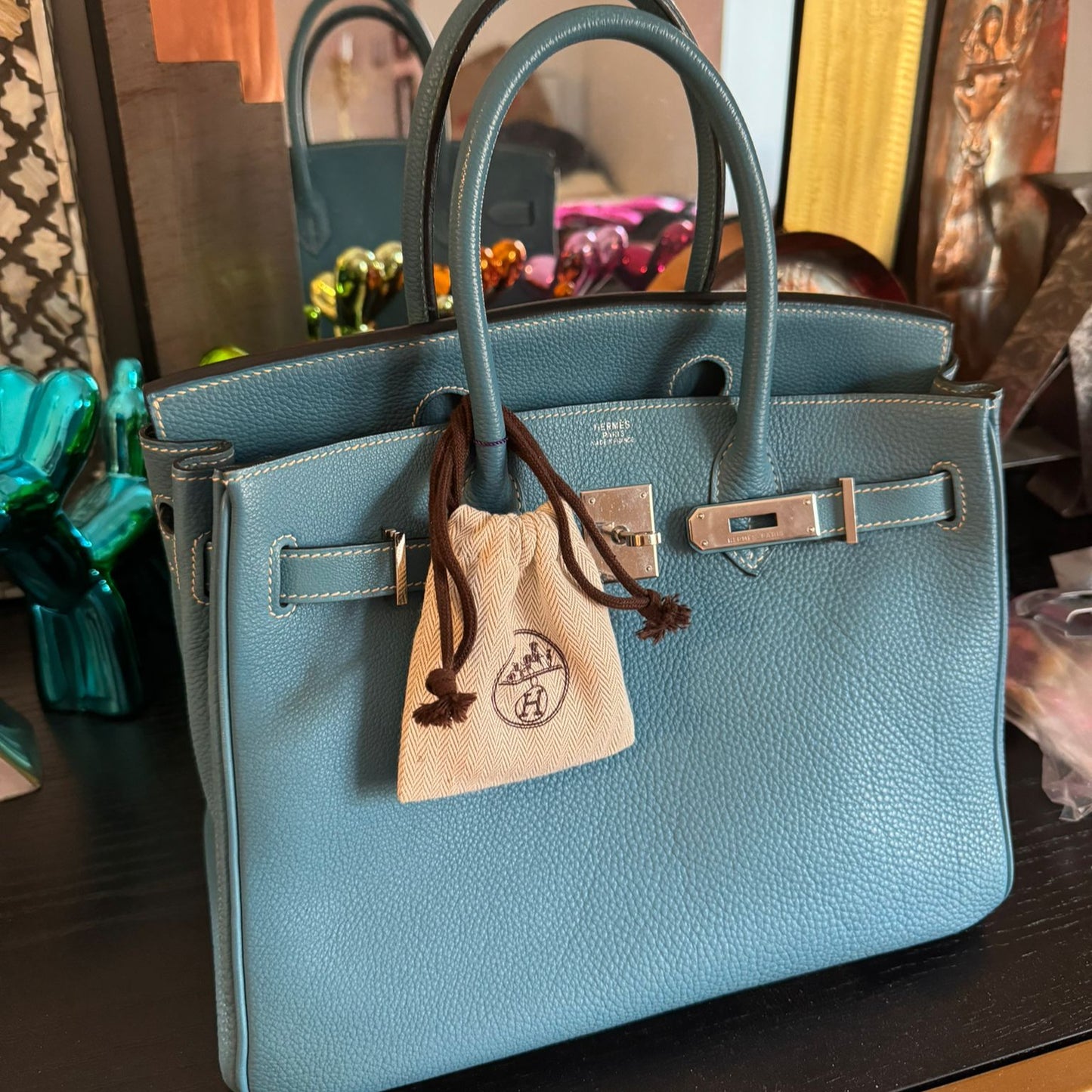 Hermes Birkin 30 Bleu Jean with Palladium Hardware